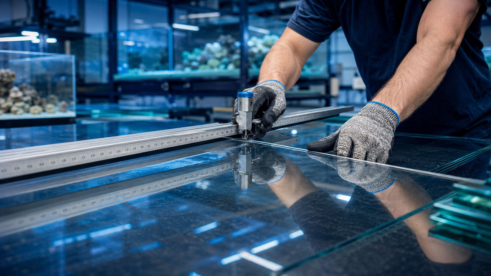 Cortar vidro com régua T faz toda a diferença na fabricação do aquário