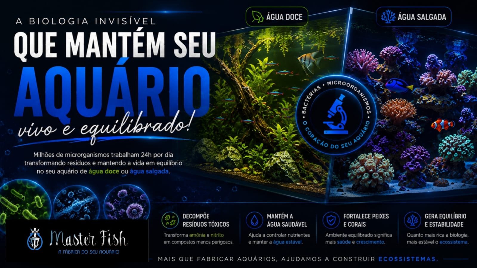 O que realmente mantém um aquário vivo? A biologia é a verdadeira protagonista.